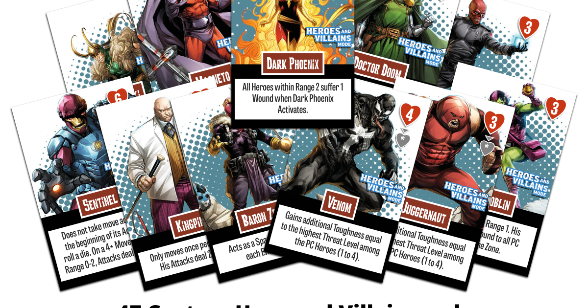 Heroes and Villains Mode Custom Proxy Enemy Hero Cards – Zombicide